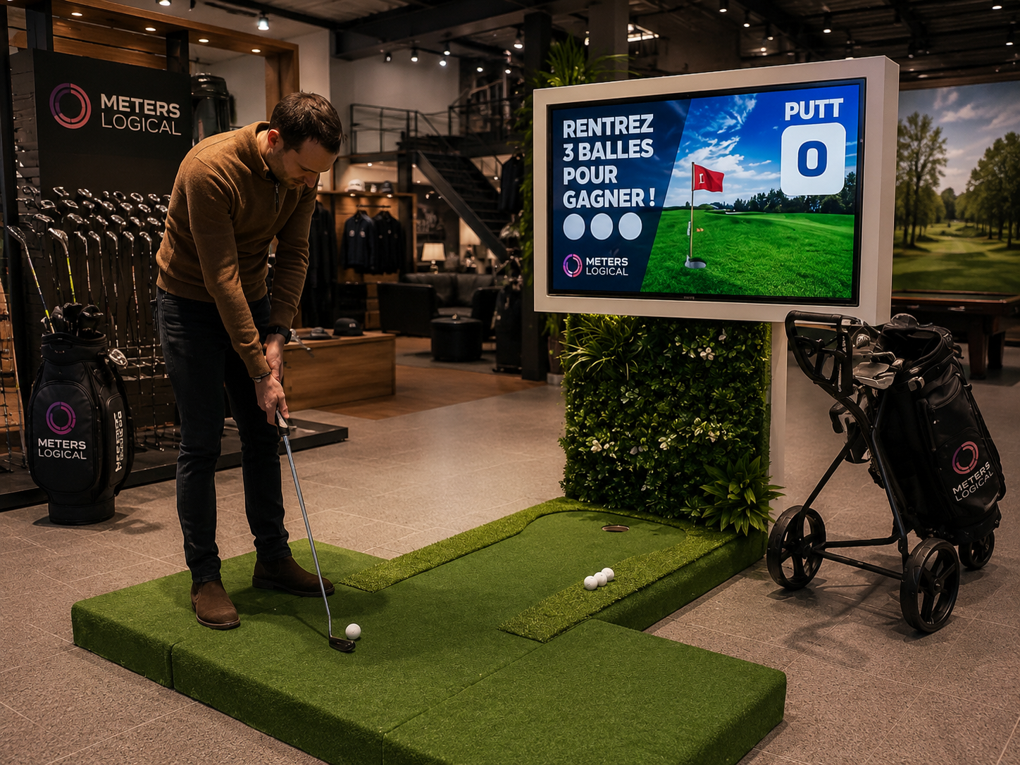 Challenge de golf interactif lors d'une journée clients